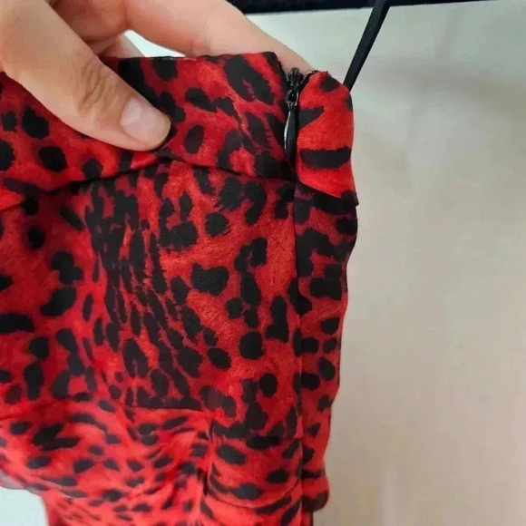 ♥ZARA Silk Red leopard strapless dress - Picture 6 of 14